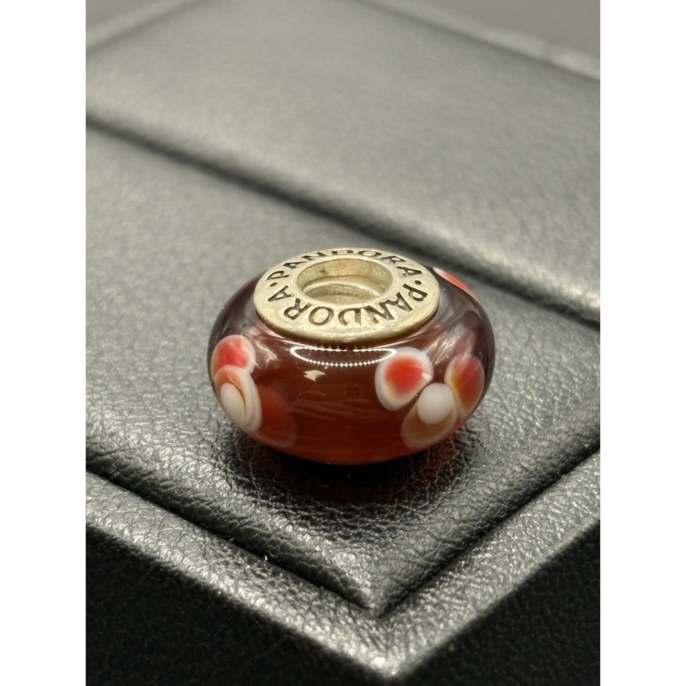 Pandora Sterling Silver Orange Murano Glass Charm ALE H20
